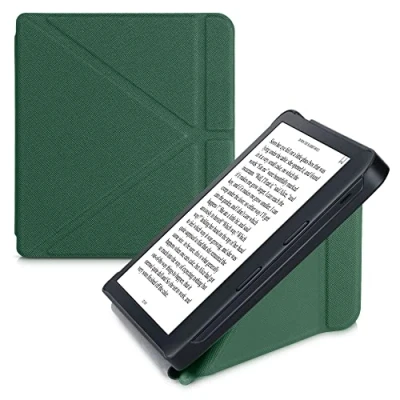 Bild av Kwmobile skyddande täckning kompatibel med Kobo Våg 2 Shell Synthetic Leather Ereader Cover Case Dark Green