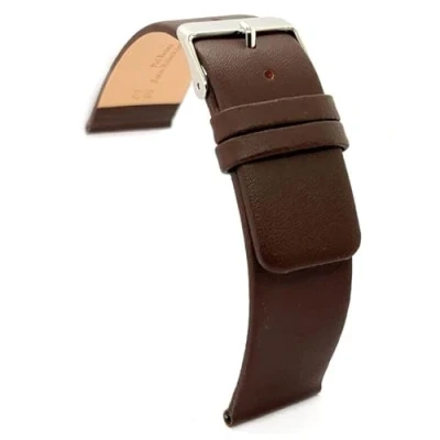 Bild av Klockarmband i kohud slätt läder sömlösa 18 mm, 20 22 24 26 28 30 mm Ref. 327, Mörkbrun, 28mm, rem