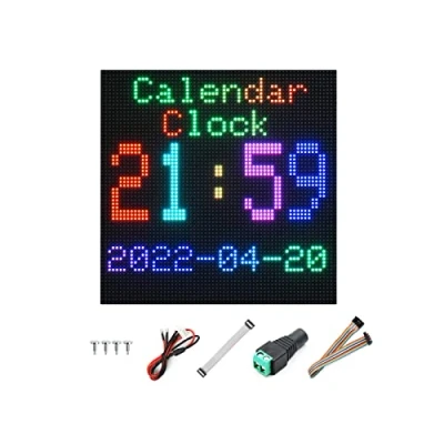 Bild av RGB LED Matrix Panel 64x64 Pixels, 3mm Pitch, 4096 Individual LEDs Full Color Display Support Arduino, Raspberry Pi, Adjustable Brightness, Allows Displaying Text, Colorful Images, Animation