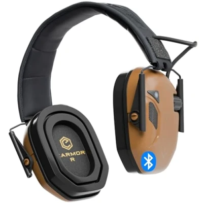 Bild av Earmor M300T Elektroniskt hörselskydd med Bluetooth skytte kapselhörselskydd öronskydd bullerdämpning för jakt isoleringsvärde, SNR 29dB dynamisk bullerreglering, brun