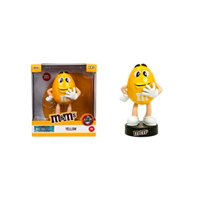 Bild av Jada Toys M&amp;Ms gul figur (10 cm) M&amp;M&#039;s samlarobjekt metallfigur med metallisk färg, dekorativ fläktartikel för samlare och chokladälskare,