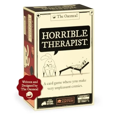 Bild av Horrible Therapist: Extra Edition av Exploding Kittens 3 8 spelare Åldrar 17+ 15 minuter att spela Explicit Comic Building Game Party Game, Family Night, Adult Card