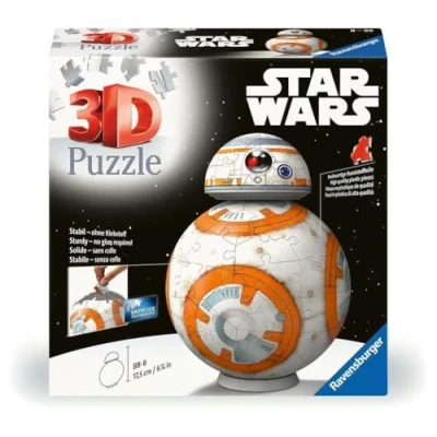 Bild av Ravensburger 3D pussel 11578 Star Wars BB8 Astromech Druide från Episode VII, VIII och IX som tredimensionell pusselboll presenter för stora små fans