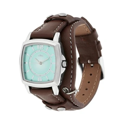 Bild av S.Oliver Flickor analog kvartsur med läderrem SO 1339 LQ, Flerfärgad/brun, armband