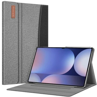Bild av Fintie Fodral till Samsung Galaxy Tab S8 Ultra 14,7 tum 2022 (modell SM X900/X906), portföljstativ med flera vinklar, ficka, automatisk sov/vakna, grå