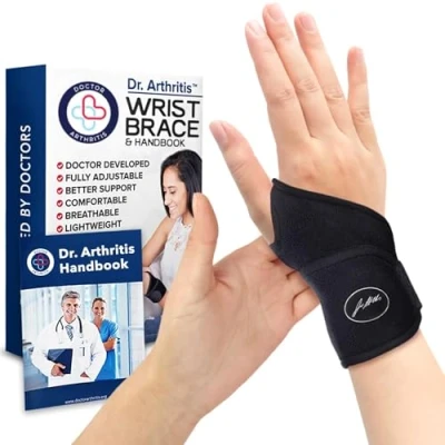 Bild av Premium kopparfodrat Handledsstöd framtaget av läkare Handstöd Handledsrem [1 pack] Läkarskriven handbok Lindrar handledsskador, ledsjukdomar, stukningar och mer