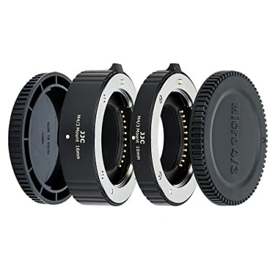 Bild av JJC 2 del (10 mm/16 mm) metall automatisk makroförlängningsrörssats för Olympus och Panasonic Micro 4/3 (MFT) kamera