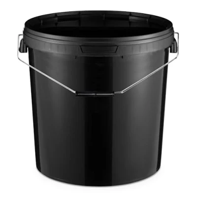 Bild av BenBow Hink med lock 30l svart 5x 30 liter livsmedelssäker, stabil, lufttät, läckagesäker, luktfri förvaringsbehållare av plast, handtag på sidorna tom