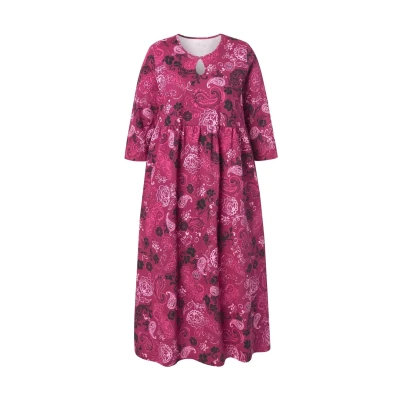 Bild av Ulla popken dam stora storlekar överdimensionerade plus size jerseyklänning, A linje, V hals, 3/4 ärm, svart, 46 48