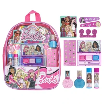 Bild av Barbie Townley Girl Makeup Fylld Ryggsäck Set med 12 stycken, inklusive läppbalsam, nagellack, nagelfil, hårbågar och andra tillbehör, åldrar 3 + för fester, sover makeovers