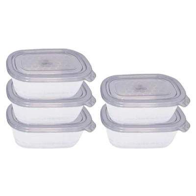 Bild av Små Matlådor med Lock (5 pack, 500ml) BPA fri Plast Förvaringslådor Stapelbara, Mikrovågs och Fryssäkra för Matförberedelse Kylskåpsorganisering (Gray Lids 5Pcs)