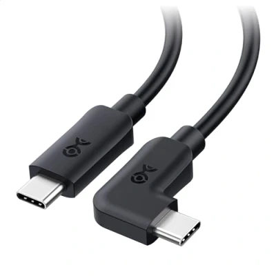 Bild av Cable Matters USB C till Right Angle 10 Gbps, högervinkel kabel, Gbit/s med 240 W laddning i svart 1,8 m