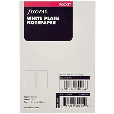 Bild av Filofax ficka vit vanlig anteckningsblock