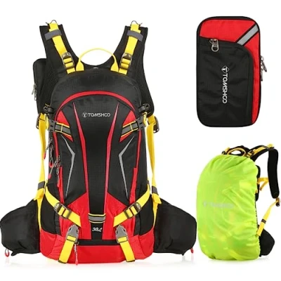 Bild av TOMSHOO Cykelryggsäck 20 L/30 L/40 L, utomhusryggsäck multifunktionell vandringsryggsäck skidryggsäck för cykling ridning bergsklättring med regnskydd och hjälmskydd