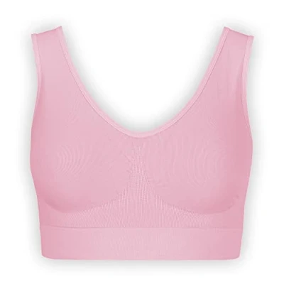Bild av Osynlig behå dambehå utan bygel bekväm bystiers topp bygellös mjuk bh Sömn amning sport bralette i många färger, ROSA, 3XL