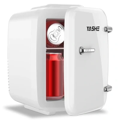 Bild av YASHE Minikylskåp, 4 l kosmetiskt litet kylskåp för sovrum, AC 220 V/DC 12 V bil, kyl och värme bärbar kontor, skrivbord (vit)