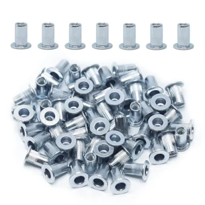 Bild av CCLIFE 60 stycken M3 nitmuttrar och blindnitmuttrar, 7 mm x 9 mm, galvaniserat kolstål perfekt fastsättning för stål, glasfiber plast