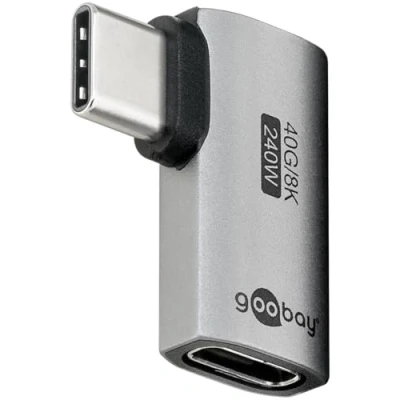 Bild av goobay USB C adapter 240 W 40 Gbit förlängning 90 horisontell USB4 (kontakt till hona)/USB 4.0 Adpter 8K@60 Hz, bakåtkompatibel 3.1, 2.0/7441
