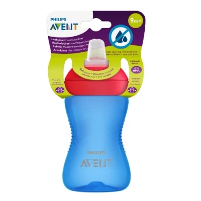 Bild av Philips Avent Soft, Bitsäker pipmugg SCF802/01 1 mugg Rymmern 300 ml 9m+ Lätt att greppa montera BPA fri rengöra diskmaskinssäker Röd/Blå