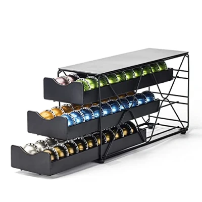 Bild av Bagoo Kaffekapselhållare för Nespresso Vertuoline, låda i flera nivåer Vertuo kapslar, förvaring (3 nivåer)