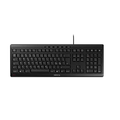 Bild av CHERRY STREAM KEYBOARD, trådbundet tangentbord, pan nordisk layout (QWERTY), viskande tyst tangenttryckning, unik skrivkänsla, slimmad design, svart