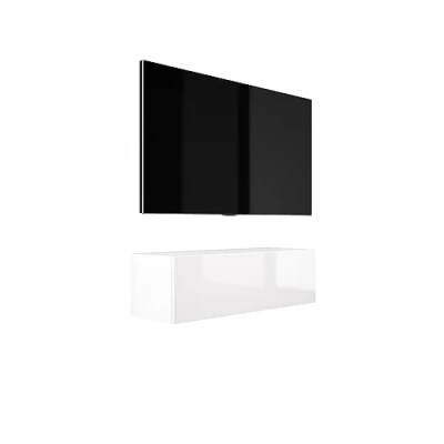 Bild av 3E 3xE living.com Väggmonterad TV bänk (B: 100 cm, H: 34 D: 32 cm), mediabänk, matt vit och högglansig