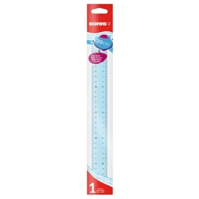 Bild av Kores 30 cm transparent linjal med bläckkant för barn och studenter, lätt, skol kontorsmaterial, enkel förpackning i olika färger