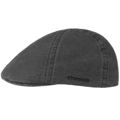 Bild av Stetson Texas Cotton Flat Cap Herrar gubbkeps keps bomullskeps med skärm sommar Vår L (58 59 cm) svart