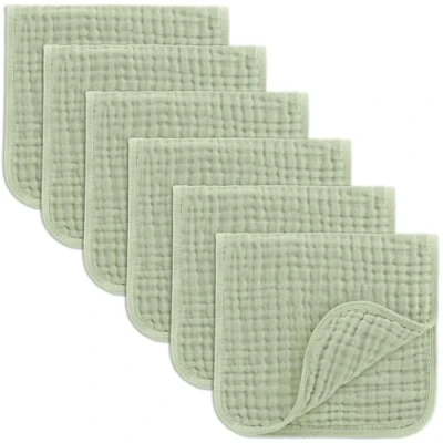 Bild av Comfy Cubs Muslin spottdukar set om 6 stora 100 % bomull handtvättlappar lager extra absorberande och mjuka (salvia, pack)