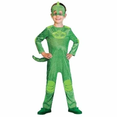 Bild av Amscan 9902955 Barndräkt Pyjamashjältarna Gecko, jumpsuit och mask, pyjamashjältar