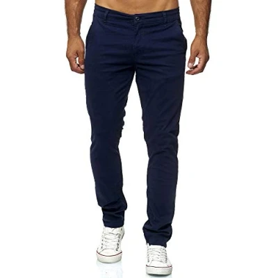 Bild av Elara Chino byxor för män Regular Slim Fit Stretch Chunkyrayan MEL009 Navyblau 38/32