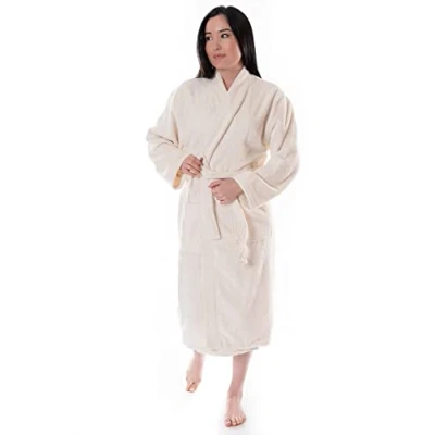 Bild av Ege Organics ekologisk Badrock, mjuk och absorberande 100% GOTS certifierad turkisk bomull Unisex, Naturvit, Large X