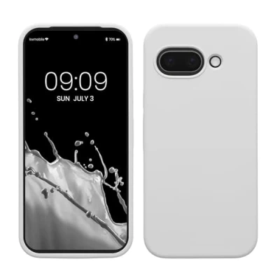 Bild av kwmobile fodral kompatibelt med Google Pixel 9a silikon mobiltelefonfodral mjuk yta trådlös laddning vit matt