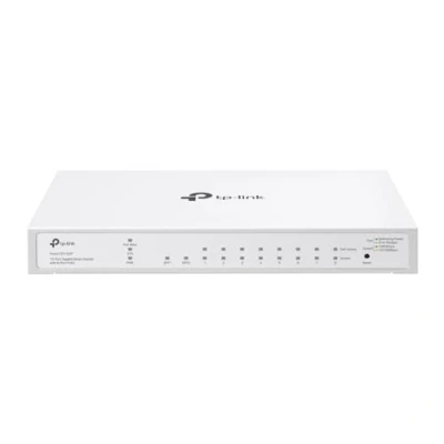 Bild av TP Link Festa FS310GP Gigabit switch med 10 portar, 8 802.3af/at PoE+, 2 SFP platser, 61 W total PoE budget, upp till 30 effekt per port, molnhantering