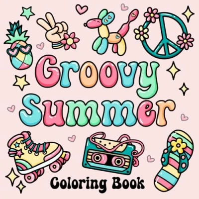 Bild av Groovy Summer Coloring Book: Bold and Easy Designs for Adults, Teens, Kids. Simple, Cute Illustrations with Thick Lines