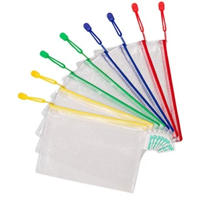 Bild av Tarifold Fr 509029 plastfodral A5, dragkedja, dokumentfodral, transparent, för kontor, resor, skola, hus, olika färger, 8 stycken