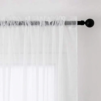 Bild av MIULEE 2 paneler enfärgade genomskinliga fönstergardiner släta eleganta fönsterpaneler/draperier/behandling för sovrum vardagsrum vit 140 cm B x 250 L, stångficka