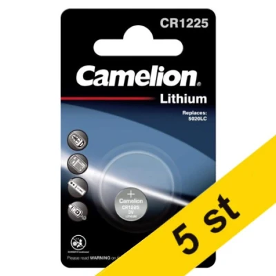 Bild av Camelion 13005225 litiumknappcellsbatteri CR1225 med 3 volt, set om 5, kapacitet 50 mAh, för olika enhets och konsumentekrav