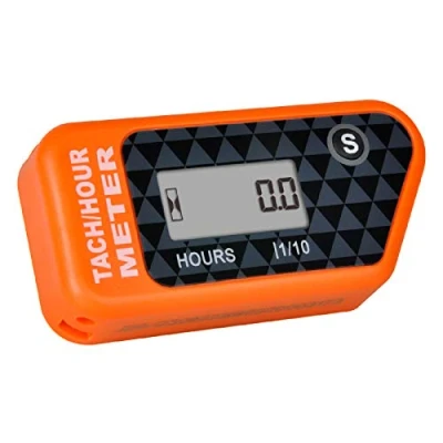 Bild av NInE ROnG Jayron Digital LCD varvtalsmätare induktiv visning maximal hastighet vattentät för de flesta gasmotor marin ATV generator grästraktor motorcykel (orange)