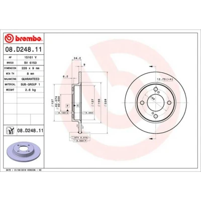 Bild av Bromsskiva BREMBO 08.D248.11