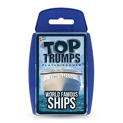Bild av Top Trumps World Famous Ships Classic Card Game, lär dig fakta om tankers, yachter och kryssningsfartyg inklusive Allure of the Seas, Titanic Brittania, gåvor leksaker för pojkar flickor i