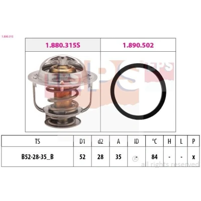 Bild av EPS 1.880.315 Thermostat d&#039;eau 84 52 Made in Italy OE Equivalent avec joint d&#039;étanchéite DAIHATSU: Terios I, Gran Move