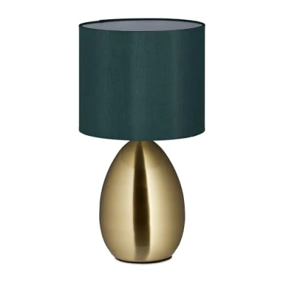 Bild av Relaxdays sänglampa touch dimbar, modern lampa, 3 nivåer, E14, bord med kabel, 33,5 x 18 cm, mässing