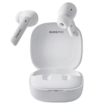 Bild av Intenso Buds Pro TWS True Wireless Hörlurar T512HAE med Hybrid ANC, ENC, Bluetooth och upp till 35 timmar. Musikuppspelning, vit
