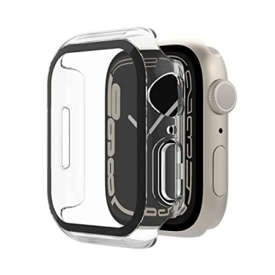 Bild av Belkin ScreenForce Apple Watch 40mm, 41mm i serie 8, SE, 7, 6, 5 och 4, stötskydd med inbyggt Tempered Glass skärmskydd, reptåligt enkel montering Genomskinligt