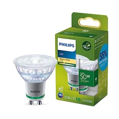 Bild av Philips LED Ultra Efficient, Extremt energisnål klassisk ljuskälla, spotlight, 50W, GU10, 4000 kelvin, 50.000 timmar livslängd, ej dimbar