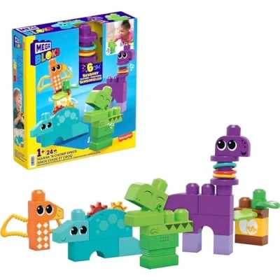Bild av MEGA Bloks Dinosaurs 24 sensoriska byggklossar, leksak +1 år (Mattel HKN43)