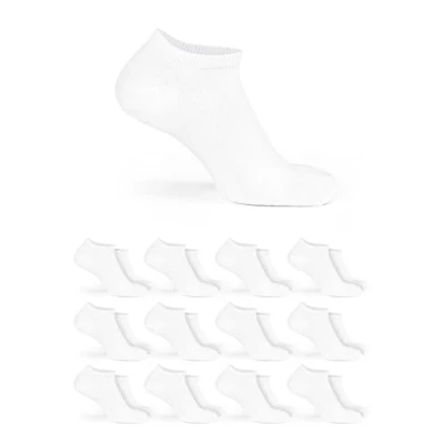 Bild av Basic Treasure 12 par sneakers strumpor kvinnor och män, bomullsstrumpor, andas, korta strumpor, unisex, svarta, vita eller grå sneakerstrumpor, Vit, 39 42 EU