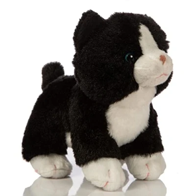 Bild av Uni Toys Katt baby (svart vit), stående 13 cm (höjd) plyschkattunge plyschdjur, gosedjur, HT 30306