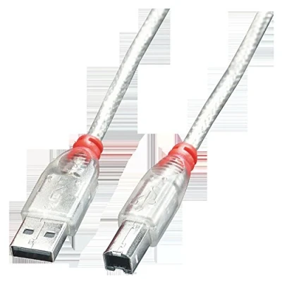 Bild av LINDY 41751 0,5 m USB 2.0 typ A till B kabel, transparent, genomskinlig